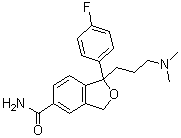 结构式 CAS# 64372-56-1, 1-[3-(二甲基氨基)丙基]-1-(4-氟苯基)-1,3-二氢-5-异苯并呋喃甲酰胺