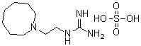 structure of CAS# 645-43-2, Guanethidine monosulfate;[2-(Hexahydro-1(2H)-azocinyl)ethyl]guanidine hydrogen sulfate