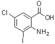 结构式 CAS# 64724-23-8, 2-氨基-5-氯-3-碘苯甲酸