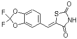 结构式 CAS# 648449-76-7, AS 604850; 5-[(2,2-二氟-1,3-苯并二恶茂-5-基)亚甲基]噻唑烷-2,4-二酮