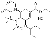 structure of CAS# 651324-08-2, (3R,4R,5S)-4-N-Acetyl(1,1-dimethylethyl)amino-5-N,N-diallylamino-3-(1-ethylpropoxy)-1-cyclohexene-1-carboxylic acid ethyl ester monohydrochloride