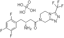 structure of CAS# 654671-78-0, Sitagliptin phosphate;4-Oxo-4-(3-(trifluoromethyl)-5,6-dihydro(1,2,4)triazolo[4,3-a]pyrazin-7(8H)-yl)-1-(2,4,5-trifluorophenyl)butan-2-amine phosphate