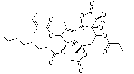 structure of CAS# 67526-95-8, Thapsigargin;Azuleno[4,5-b]furan octanoic acid deriv.; (-)-Thapsigargin