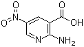 结构式 CAS# 6760-14-1, 2-氨基-5-硝基烟酸; 2-氨基-5-硝基-3-吡啶羧酸