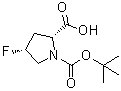 结构式 CAS# 681128-51-8, (2R,4R)-1-(叔丁氧羰基)-4-氟吡咯烷-2-羧酸