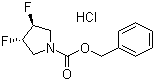 结构式 CAS# 682359-79-1, (3R,4R)-N-Cbz-3,4-二氟吡咯烷盐酸盐; (3R,4R)-3,4-二氟-1-吡咯烷甲酸苄酯盐酸盐