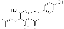 structure of CAS# 68236-13-5, 6-Prenylnaringenin;(2S)-2,3-Dihydro-5,7-dihydroxy-2-(4-hydroxyphenyl)-6-(3-methyl-2-buten-1-yl)-4H-1-benzopyran-4-one; 6-Prenylnaringenin; K 07047