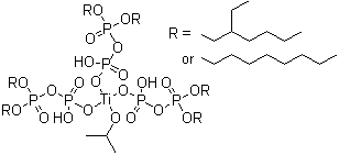 异丙基三(支链和直链二辛基焦磷酸酰氧基)钛酸酯分子结构 (CAS 68585-79-5)