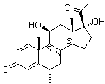 structure of CAS# 6870-94-6, 11beta,17alpha-Dihydroxy-6alpha-methylpregna-1,4-diene-3,20-dione;NSC 125051