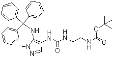 结构式 CAS# 689293-69-4, [2-[[[1-甲基-5-[(三苯甲基)氨基]-1H-吡唑-4-基]氨基甲酰基]氨基]乙基]氨基甲酸叔丁酯