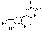 结构式 CAS# 69123-98-4, 非阿尿苷; 1-[(2R,3S,4R,5R)-3-氟-4-羟基-5-(羟甲基)氧杂环戊-2-基]-5-碘嘧啶-2,4-二酮