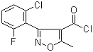structure of CAS# 69399-79-7, 3-(2-Chloro-6-fluorophenyl)-5-methylisoxazole-4-carbonyl chloride;3-(2-Chloro-6-fluorophenyl)-5-methyl-1,2-oxazole-4-carbonyl chloride