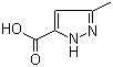 structure of CAS# 696-22-0, 3-Methylpyrazole-5-carboxylic acid;3-Methyl-1H-pyrazole-5-carboxylic acid; 5-Methyl-2H-pyrazole-3-carboxylic acid; 5-Methylpyrazole-3-carboxylic acid