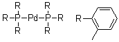 structure of CAS# 69861-71-8, Bis[tris(2-methylphenyl)phosphine]palladium;Palladium bis(tri-o-tolylphosphine)
