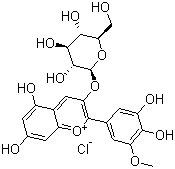 结构式 CAS# 6988-81-4, 氯化矮牵牛素葡萄糖苷