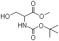 结构式 CAS# 69942-12-7, N-叔丁氧羰基-DL-丝氨酸甲酯