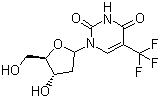 structure of CAS# 70-00-8, Trifluridine;2'-Deoxy-5-(trifluoromethyl)uridine; 5-(Trifluoromethyl)-2'-deoxyuridine; Trifluorothymine deoxyriboside; Trifluorothymidine