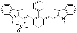 2-[2-[3-[(1,3-二氢-1,3,3-三甲基-2H-吲哚-2-亚基)乙亚基]-2-苯基-1-环己烯-1-基]乙烯基]-1,3,3-三甲基-3H-吲哚鎓高氯酸盐分子结构 (CAS 70446-36-5)