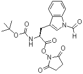 structure of CAS# 70601-13-7, (S)-[2-[(2,5-Dioxo-1-pyrrolidinyl)oxy]-1-[(1-formyl-1H-indol-3-yl)methyl]-2-oxoethyl]carbamic acid 1,1-dimethylethyl ester