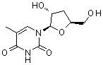 结构式 CAS# 7084-29-9, 5-甲基-3'-脱氧尿苷