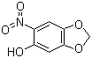 structure of CAS# 7107-10-0, 6-Nitro-1,3-benzodioxol-5-ol;2-Nitro-4,5-(methylenedioxy)phenol; 4,5-(Methylenedioxy)-2-nitrophenol; 5-Hydroxy-6-nitro-1,3-benzodioxole