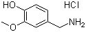 structure of CAS# 7149-10-2, 4-Hydroxy-3-methoxybenzylamine hydrochloride;Vanillylamine hydrochloride
