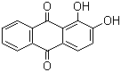 structure of CAS# 72-48-0, 1,2-Dihydroxy anthraquinone;C.I. 58000; Mordant Red 11; 1,2-Dihydroxyanthraquinone; Alizarin Red; Dihydroxy-9,10-anthracenedione; 1,2-Dihydroxy-9,10-anthracenedione