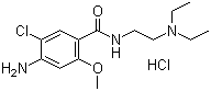 structure of CAS# 7232-21-5, Metoclopramide hydrochloride;4-Amino-5-chloro-N-[2-(diethylamino)ethyl]-2-methoxybenzamide monohydrochloride