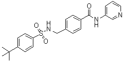 structure of CAS# 724741-75-7, 4-[[[[4-(1,1-Dimethylethyl)phenyl]sulfonyl]amino]methyl]-N-3-pyridinylbenzamide;STF 31
