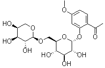 structure of CAS# 72520-92-4, Paeonolide;2-Acetyl-5-methoxyphenyl O-alpha-L-arabinosyl-beta-D-glucopyranoside