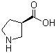 structure of CAS# 72580-54-2, (R)-Pyrrolidine-3-carboxylic acid;(3R)-3-Pyrrolidinecarboxylic acid