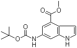 structure of CAS# 731810-56-3, 6-(tert-Butoxycarbonylamino)-1H-indole-4-carboxylic acid methyl ester