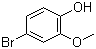 结构式 CAS# 7368-78-7, 4-溴-2-甲氧基苯酚; 对溴邻甲氧基苯酚