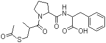 结构式 CAS# 74258-86-9, 阿拉普利; 2-[[1-(3-乙酰硫基-2-甲基丙酰基)吡咯烷-2-甲酰]氨基]-3-苯丙酸