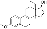 structure of CAS# 7443-72-3, 13-Ethyl-3-methoxygona-1,3,5(10),8-tetraen-17beta-ol;(13S,14S,17S)-13-Ethyl-3-methoxy-6,7,11,12,14,15,16,17-octahydrocyclopenta[a]phenanthren-17-ol
