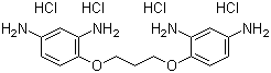 结构式 CAS# 74918-21-1, 1,3-二(2,4-二氨基苯氧基)丙烷四盐酸盐; 4,4'-[1,3-亚丙双氧]双间苯二胺四盐酸盐