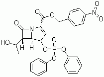 (5R,6S)-2-(二苯氧基磷酰氧基)-6-((1R)-1-羟基乙基)-7-氧代-1-氮杂双环[3.2.0]庚-2-烯-2-羧酸对硝基苯甲醇酯分子结构 (CAS 75321-08-3)