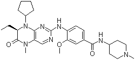 structure of CAS# 755038-02-9, BI 2536;4-[[(7R)-8-Cyclopentyl-7-ethyl-5,6,7,8-tetrahydro-5-methyl-6-oxo-2-pteridinyl]amino]-3-methoxy-N-(1-methyl-4-piperidinyl)benzamide; Boehringer PLK-1 inhibitor