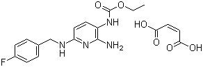 结构式 CAS# 75507-68-5, 马来酸氟吡汀; 2-氨基-6-[(4-氟苄基)氨基]吡啶-3-氨基甲酸乙酯马来酸盐