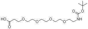 structure of CAS# 756525-91-4, 5,8,11,14-Tetraoxa-2-azaheptadecanedioic acid 1-(1,1-dimethylethyl) ester;3-[2-[2-[2-[2-(tert-Butoxycarbonylamino)ethoxy]ethoxy]ethoxy]ethoxy]propanoic acid; N-(tert-Butyloxycarbonyl)-15-amino-4,7,10,13-tetraoxapentanedecanoic acid