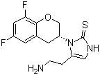 结构式 CAS# 760173-05-5, (R)-5-(2-氨基乙基)-1-(6,8-二氟苯并二氢吡喃-3-基)-1,3-二氢咪唑-2-硫酮
