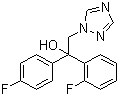 结构式 CAS# 76674-21-0, 粉唑醇; alpha-(2-氟苯基)-alpha-(4-氟苯基)-1H-1,2,4-三唑-1-乙醇