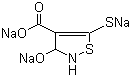 structure of CAS# 76857-14-2, Trisodium 4-carboxy-5-mercapto-3-hydroxy-isothiazole;2,3-Dihydro-5-mercapto-3-oxo-4-isothiazolecarboxylic acid trisodium salt