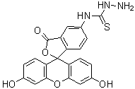 structure of CAS# 76863-28-0, Fluorescein-5-thiosemicarbazide;N-(3',6'-Dihydroxy-3-oxospiro[isobenzofuran-1(3H),9'-[9H]xanthen]-5-yl)hydrazinecarbothioamide