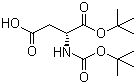 结构式 CAS# 77004-75-2, N-叔丁氧羰基-D-天冬氨酸 1-叔丁酯