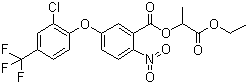 结构式 CAS# 77501-63-4, 乳氟禾草灵; O-[5-(2-氯-4-三氟甲基苯氧基)-2-硝基苯甲酰基]-DL-乳酸乙酯
