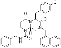 structure of CAS# 780757-88-2, ICG 001;(6R,9aR)-rel-Hexahydro-6-[(4-hydroxyphenyl)methyl]-8-(1-naphthalenylmethyl)-4,7-dioxo-N-(phenylmethyl)-2H-pyrazino[1,2-a]pyrimidine-1(6H)-carboxamide