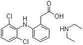 structure of CAS# 78213-16-8, Diclofenac diethylamine;N-Ethylethanamine 2-[(2,6-dichlorophenyl)amino]benzeneacetate; 2-[(2,6-Dichlorophenyl)amino]-benzeneacetic acid compd. with N-ethylethanamine (1:1)