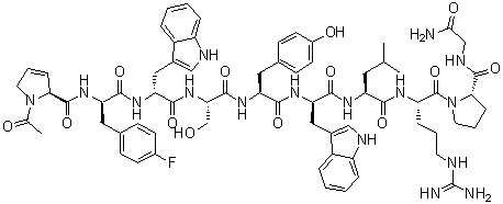 1-Acetyl-3,4-didehydro-L-prolyl-4-fluoro-D-phenylalanyl-D-tryptophyl-L-seryl-L-tyrosyl-D-tryptophyl-L-leucyl-L-arginyl-L-prolylglycinamide molecular structure (CAS 78708-43-7)