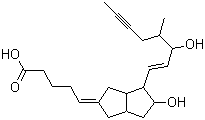 structure of CAS# 78919-13-8, Iloprost;5-(Hexahydro-5-hydroxy-4-(3-hydroxy-4-methyl-1-octen-6-ynyl)-2(1H)-pentalenylidene)pentanoic acid